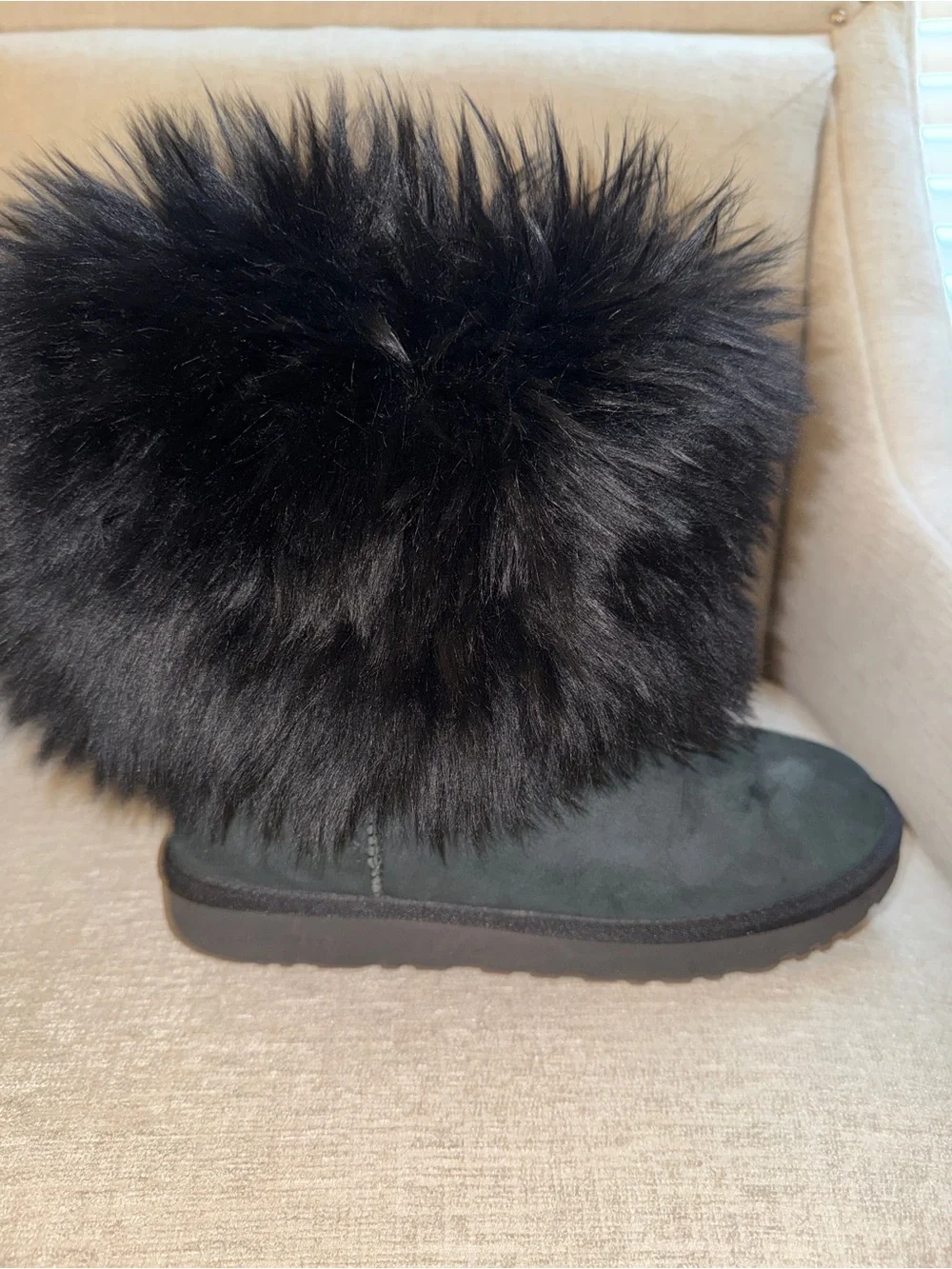 UGG Black Faux Fur Winter Boots